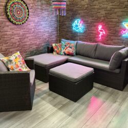 Loungeset Hoekbank + Hocker + Stoel